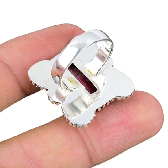 Pink thulite gemstone ring